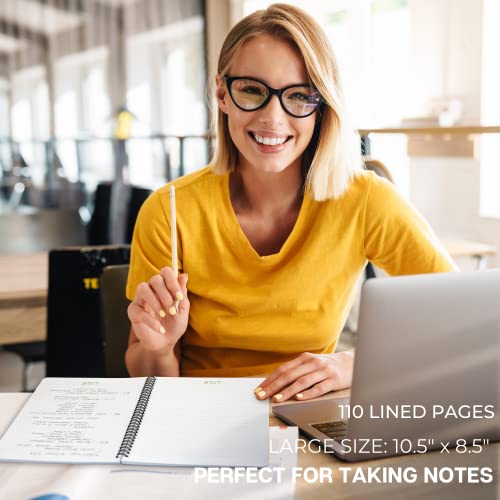 Zicoto Aesthetic Spiral Notebook Journal For Women - Cute Greenery 10.5" X 8.5" College Ruled Notebook With Large Pockets, Lined Pages And Hardcover - Perfect To Stay Organized At Work Or School #TOP3