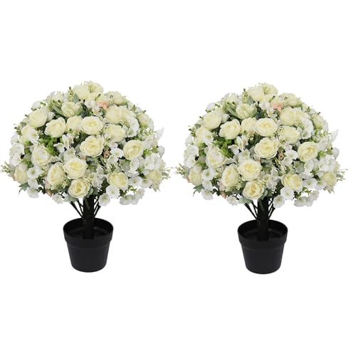 Aoutyers 24" Artificial Flowers for Outdoors, Set of 2 -