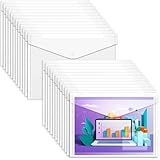 Clear Plastic Wallets A4 Folders Popper Plastic Document Wallets A4 Wallet with Pocket 24 Pack