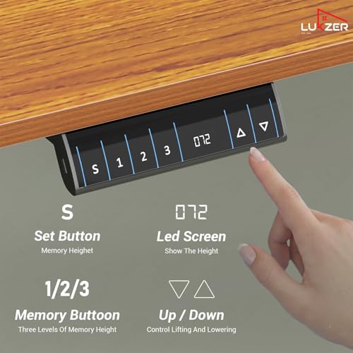 Image of Lukzer Electric Height Adjustable Desk with USB & Type-C Port 3 Memory Preset Advance Controller Ergonomic Work from Home Study Table(EST-003 /UC-White & Oak Brown /120 x 60 cm)DIY with 3-Year Warranty