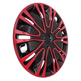 Parliky Tapacubos para Coche Cubierta de Rueda Decorativa Bicolor Rojo y Negro Protección Resistente contra Arañazos para SUV y Camiones Instalación Sencilla sin Herramientas Accesorio