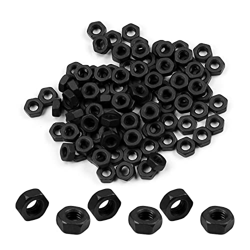 Mriuuod 200pcs M3-0.5 Hex Nuts, Carbon Steel, Black Oxide, M3 x 0.5mm Tiny Nuts, Hex Drive, Metric, Right Hand, 5.5mm Width, 2.4mm Height, Small Replacement Nut for RC Car 3D Printer