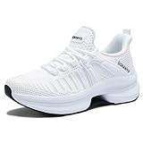 Gokawyo Womens Running Shoes Walking Slip on Breathable Sneaker for Women, White, US 6.5