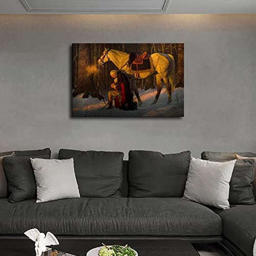 Hd Poster George Washington Praying At Valley Forge Poster Canvas Wall Art Print Decorative Painting (20×30Inch-No Framed) #TOP2