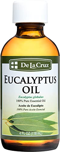 De La Cruz Eucalyptus Essential Oil Aromatherapy for Diffuser or Humidifier, 100% Pure Steam Distilled Eucalyptus Globulus 4 FL OZ