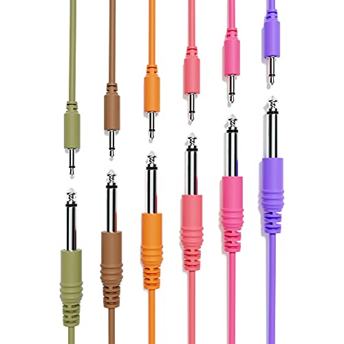 ExcelValley - 6B-Pack - Câbles Mono Patch TS 3,5mm 1/8" à 6,35mm 1/4" Eurorack Synth CV Porte [90cm 36"] Cover