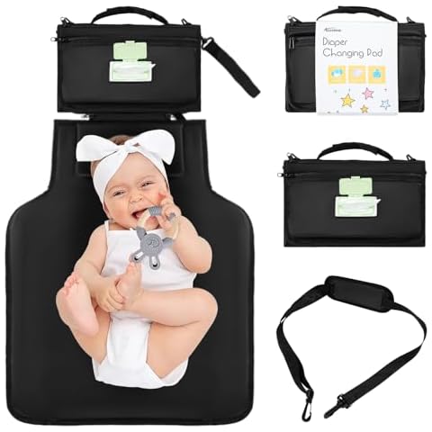 Allonway Portable Changing Pad, Baby Changing Pad Waterproof, Foldable Diaper Changing Pad, Travel Changing Pad with Wipes Pocket, Diaper Changing Mat for Baby Shower Cover