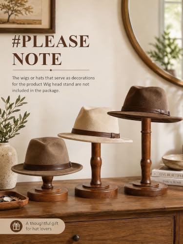 CHADWICK 5.9-Inch Wooden Hat Stand, Rustic Brown, Tabletop Display by CHADWICK - Image 4