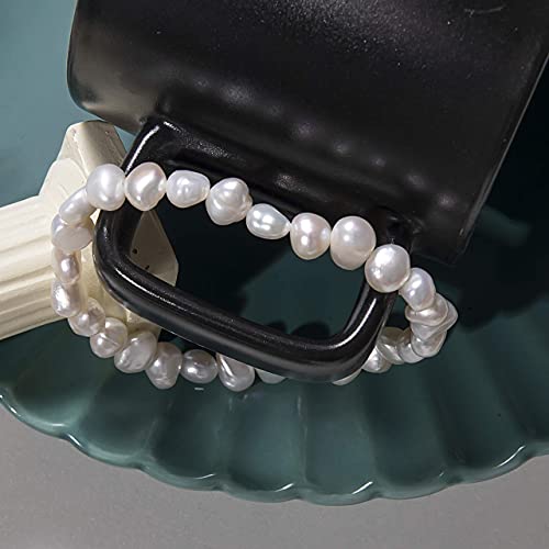 Wenssacc Pearl Stretch Bracelet White Freshwater Cultured Baroque Pearls Strand Elastic Stacking Bracelets Classic Dainty For Women Girls Mom #TOP5