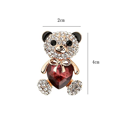 WXKAGF Damen-Brosche, Kristall-Herz-Bär-Brosche, niedliche Tier-Anstecknadeln und Broschen für Damen, Kleid, Mantel, Abzeichen, Schmuck, Exquisite Broschen