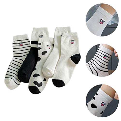 5 Pares Meias De Vaca Meias De Tripulação De Vaca Meias De Animais Funky Meia De Cano Mé Meias Meias
