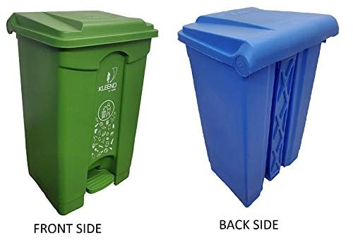 Image of Cello Strong Plastic Step-On Pedal Garbage Dustbin 60 Ltr Green /Blue (COMBO)