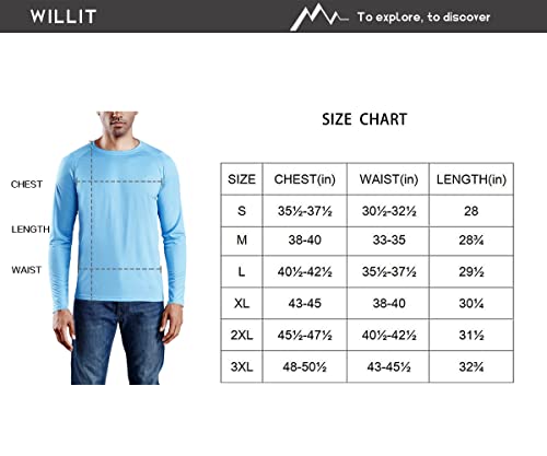 Willit Men's Rash Guard Swim Shirts Upf 50+ Long Sleeve Shirts Sun Protection Spf Hiking Fishing Uv Shirt Ocean Blue L #TOP6