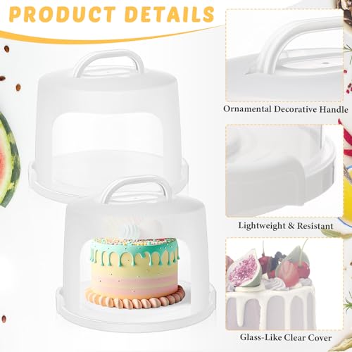 Baderke 10 Inch Round Cake Carrier with Lid and Handle - Two Sided Cake Holder & Box for Transport, Pie, Cupcake(White) by Baderke - Image 4