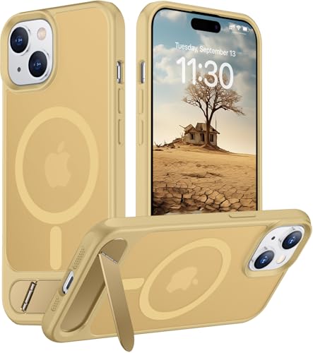 Image of Magnetic Compatible with iPhone 15 Plus Case & iPhone 14 Plus Case, [Built-in Invisible Kickstand][Compatible with MagSafe][Military Grade Shockproof] Slim Translucent Matte Phone Case 6.7 inch