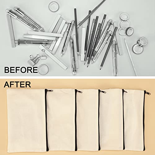 Eoout 16Pcs Blank Canvas Zipper Pouch For Diy Craft, Canvas Makeup Bags With Zipper, Canvas Cosmetic Bag Multi-Purpose Travel Bags (8.3×5Inch) #TOP6