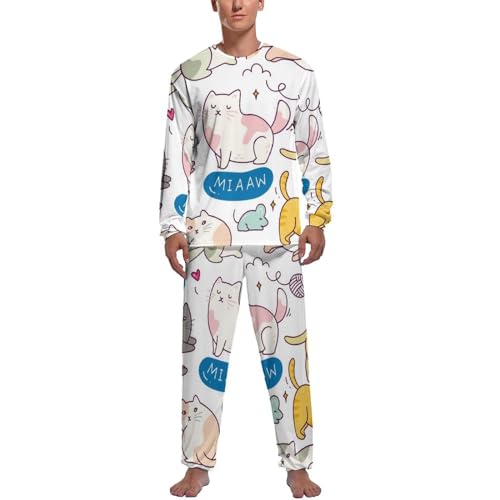 Pijama Homme Dessin Animé : Ensemble Vêtements de Nuit Confortables à Manches Longues