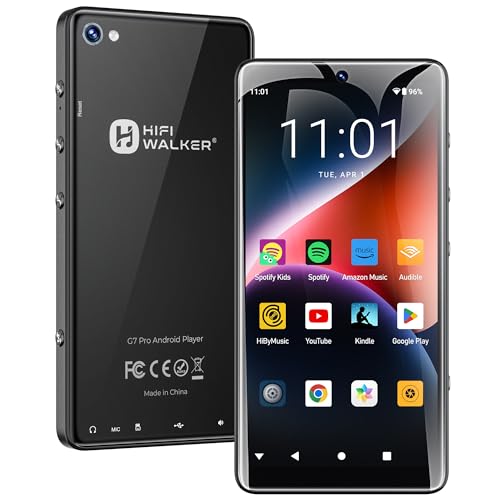 HIFI WALKER G7 Pro Android 13 MP3 Player with Spotify 5.2 HD Touchscreen Portable Media Player with WiFi Bluetooth Dual Camera Speaker Google Play Expandable Storage for Kids & Adults (160GB)
