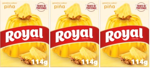 Royal Gelatina Sabor Piña, Preparado en Polvo 10 Raciones, Pack 2 x 57 g - 114 g (Paquete de 3)