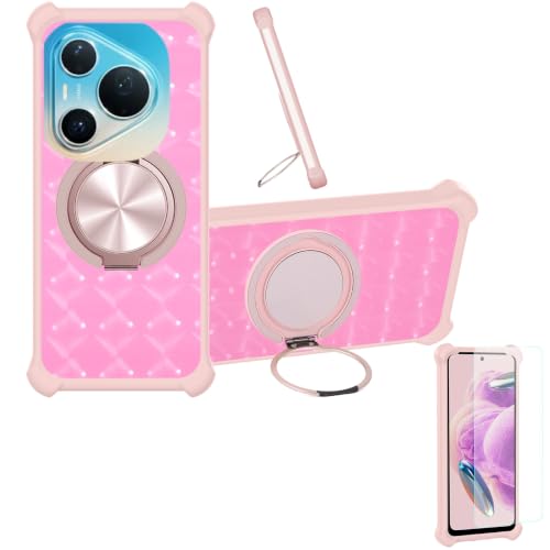 Case Compatible for Huawei Pura 90s Pro Phone Case Cover [with 1* Tempered Glass Screen Protector] Hybrid Case[360°Ring Support, Magnetic] CX-30-FEN