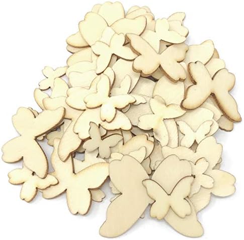 Mixed Size Natural Wood Butterflies Plain Wooden Shabby Chic Craft Scrapbook Vintage Confetti Butterfly (50)