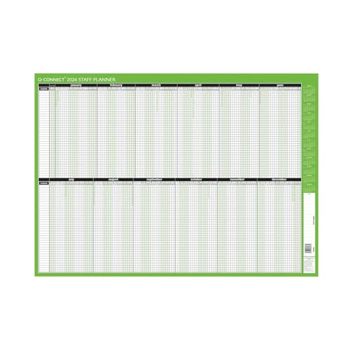 Image of Q-Connect Staff Planner Mounted 2024,Green and white(KFSPM24)