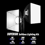 Softbox Lighting Kit, NiceVeedi 2-Pack 16'' x 16'' Softbox Photography Lighting Kit with 63” Tripod Stand & 5400K 450W Equivalent LED Bulb, Continuous Lighting for Photography/Video Record - Image 2