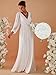 Ever-Pretty Women's V Neck Long Lantern Sleeves Floor Length Ruched Chiffon A-Line Formal Evening Dress Cream US16