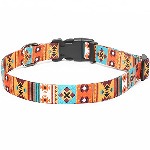 HEELE Hundehalsband, Hunde Halsband für Welpen Kleine Mittlere Große Hunde, Gemustertes Hundehalsbänder Verstellbares, Komfort, Robustem HundeHalsband, Bohemian Orange, L