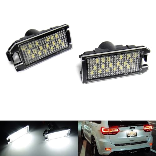 Image of RZG 2x LED Licence Number Plate Light White Canbus For Compass MK49 2014+ Grand Cherokee WK2 Patriot 2017+ Levante