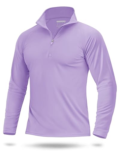 Boladeci Mens Polo Shirts Long Sleeve UPF 50 Uv Protection Shirts for Men Quarter Zip Golf Purple Long Sleeve Shirt Athletic Works Shirts for Men 1-2 Zip Pullover Mens Zip Up Rash Guard Athletic