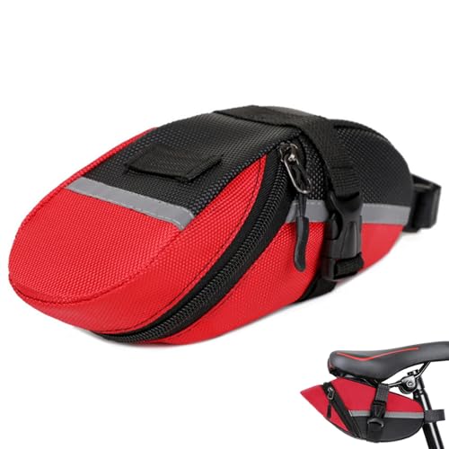 Bolsa de sillín con correa | Bolsa de almacenamiento reflectante de montaña | Bolsa de asiento de tela Oxford de alta capacidad impermeable para herramientas