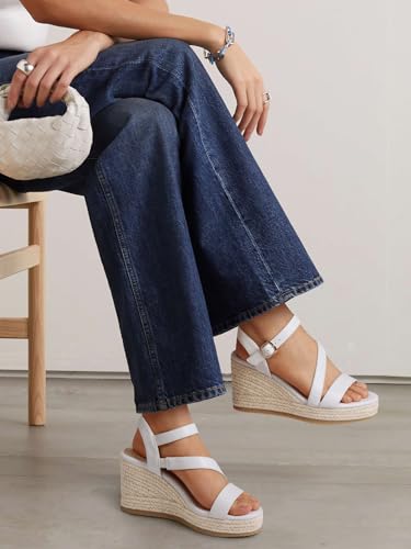 Image of TEMOFON Wedge Sandals for Women Platform: Espadrille Ankle Strap Buckle Wedge - Comfortable Dressy Summer Womens Sandals