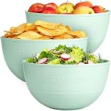Greentainer Set de Boles, Cuencos Irrompibles para Ensalada, Cereal y Sopa, Apto para Microondas y Lavavajillas, Libre de BPA, Apilables, para Adultos(4000ml,Verde)