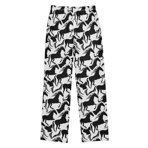 Black Unicorn Siloute White Pajamas Bottoms with Pockets Comfy Pjs Sleepwear Elastic Waistband Pajamas Pants Lounge Pants for 6-14 Years