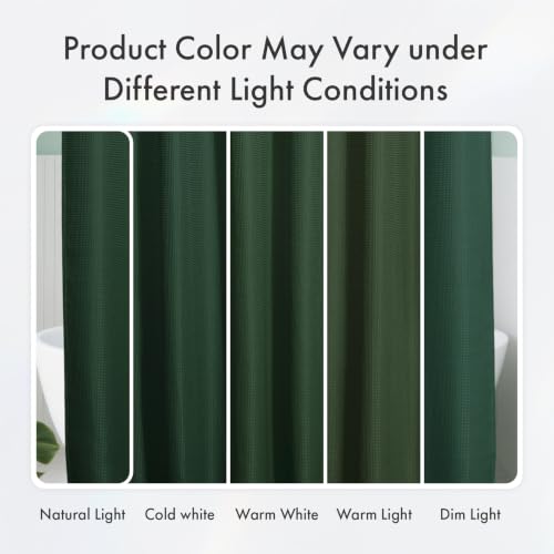 Image of AmazerBath Dark Green Shower Curtain Waffle Textured, Deep Green Shower Curtain Fabric Thick Heavy Duty 240GSM, Hotel Quality Bathroom Shower Curtains, Premium Polyester, 72 x 72 Inches