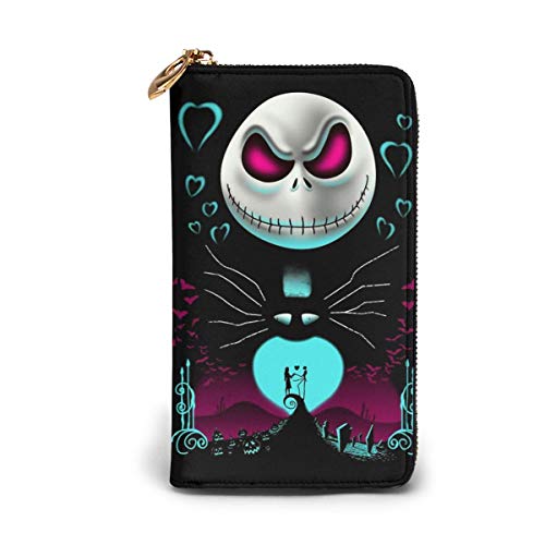 LMHBLTOP Nightmare Before Christmas RFID Blocking Money Organizers Genuine Leather Wallet Business Zip Wallet for Men,Women2