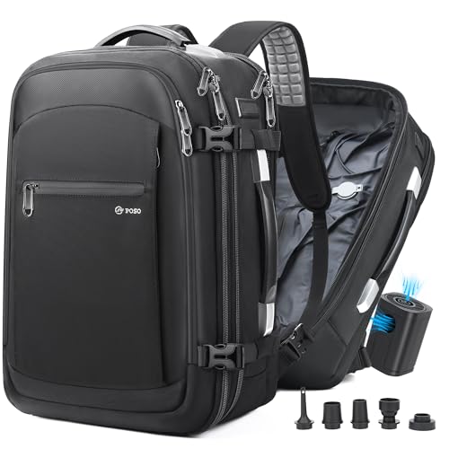 Mochila al vacío 60L elegante negra y extensible como equipaje de mano