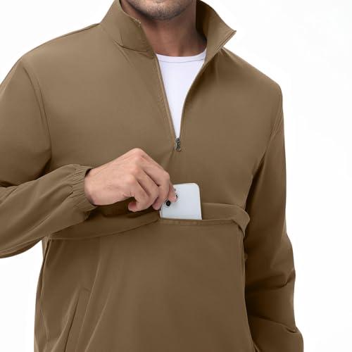 Image of EDITCOZY Men's Lightweight Quarter Zip Pullover Casual Windbreaker for Running Golf Jackets with 3 Pockets