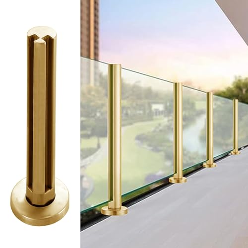 Poste de balaustrada de vidrio dorado elegante para barandillas de balcón y terrazas modernas
