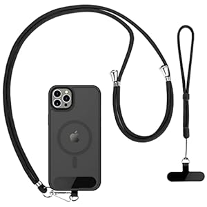 CACOE Cell Phone Lanyard 2 Pcs-1 Pcs Adjustable Neck Strap,1 Pcs Wrist Strap, 2 Pcs Pads, Universal Crossbody, Multifuctional Compatible with Most Smartphones(Black)