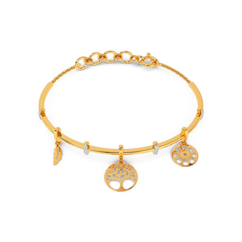 Image of KISNA 14KT BIS Hallmark Pure Yellow Gold & SI Real Diamond Bangle For Women