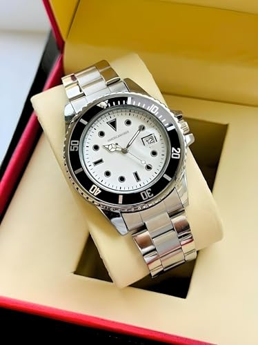 Image of AMERICANVIBER Luxury Diver Watch with Green Dial, Stainless Steel Band, Date Display, Quartz Movement