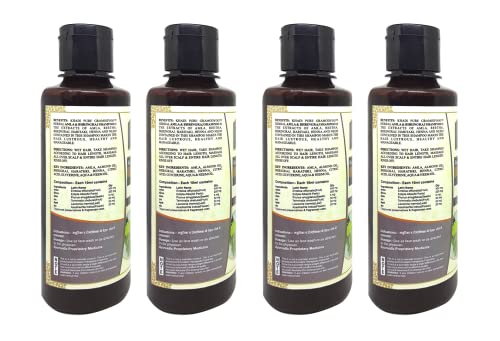 Image of Khadi Pure Herbal Amla & Bhringraj Shampoo /Hair Cleanser, 210 ml (Pack of 4)