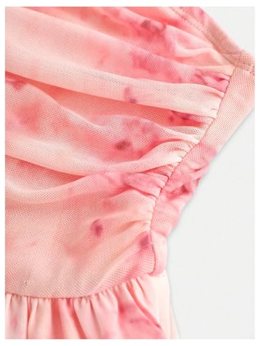 Girl's Floral Tie Shoulder Cami Dress Bow Tie Shoulder Layered Ruffle Ruched Flowy Short Dresses4