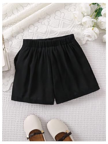 Image of BEAUDRM Girl's Elastic Waist Bow Front Trousers Split Straight Leg Cute Skort