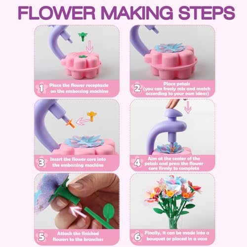 Fabric Flower Bouquets Toys, DIY Craft Kits Toys for Kids, Educational Arts & Crafts Toy, Build Your Own Flowers, DIY Creative Activity Christmas Birthday Gift for 4 5 6 7 8+ Year Old Toddler Girls - Image 6