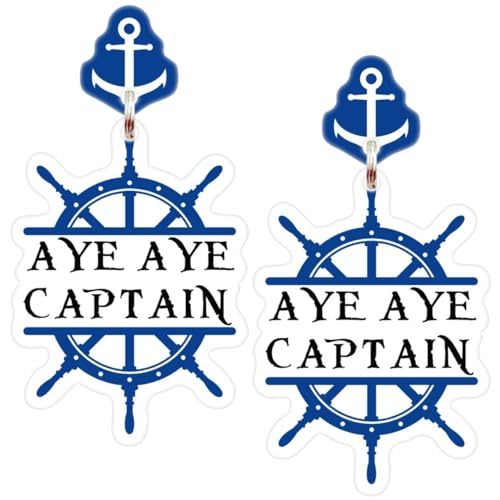 Cruise Essentials: Anchor Earrings, Outfits Accessories, Gifts for Lovers, Vacation Gift Exchange, Party Favors (Aye Aye Captain)