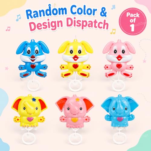 Image of Zest 4 Toyz Musical Bell Baby Toy with Pull String Cute Animal Cradle Hanging Toy for Cot Pram Stroller Soothing Music for Toddlers 12 Months+ Multicolor (Pack of 1)