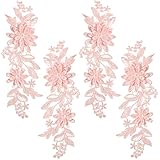 CABODYALS 2 par de Apliques de Flores de Color Rosa Claro Bordados Florales En...